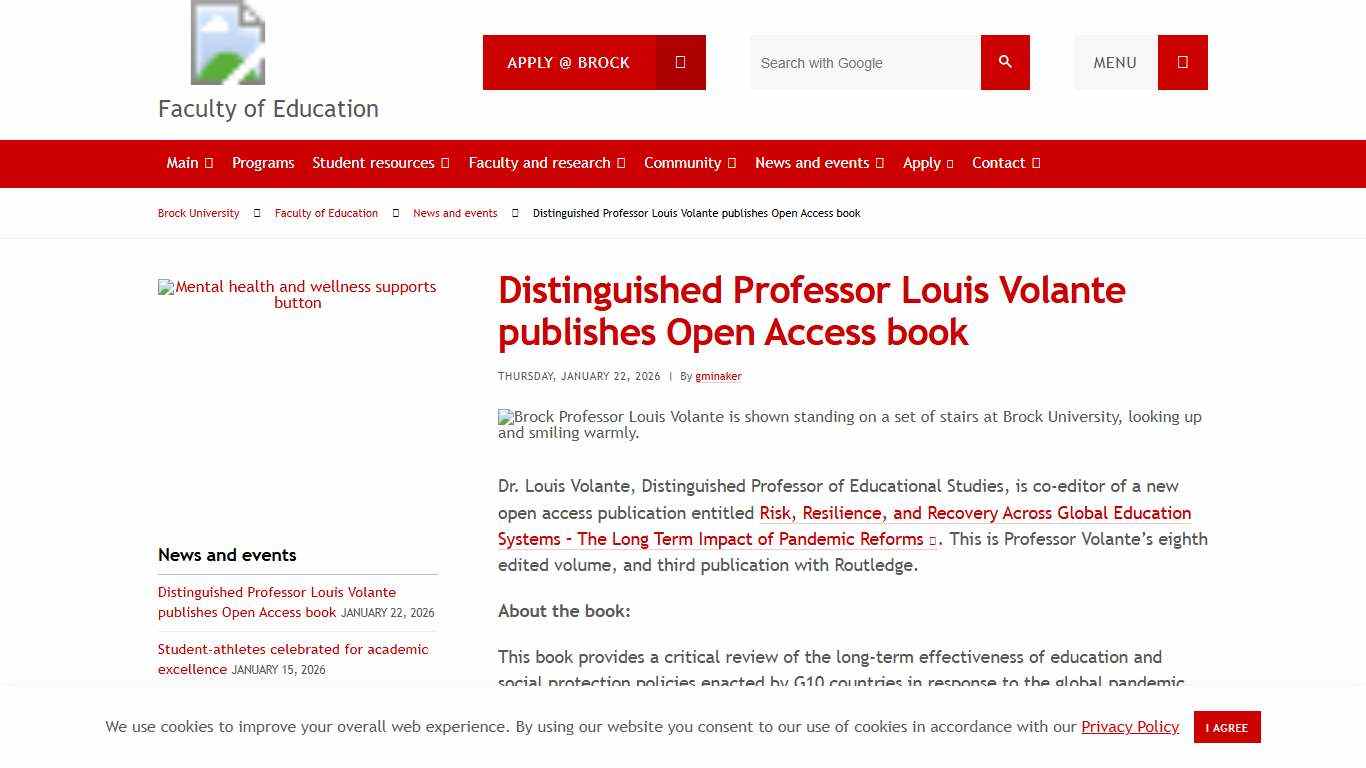Distinguished Professor Louis Volante publishes Open Access book – Faculty of Education